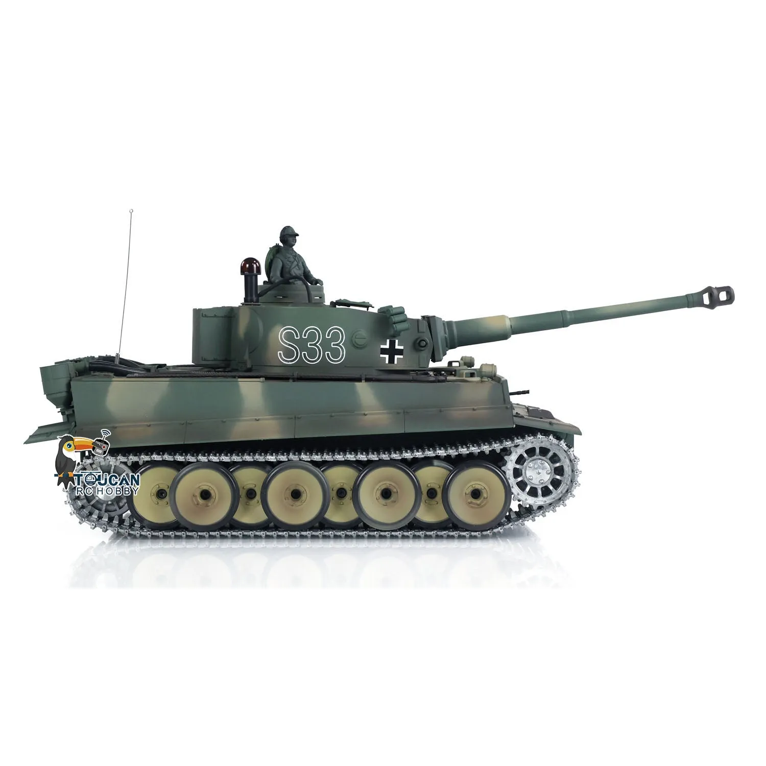 1:16 Henglong 7.0 German Tiger I RTR RC Tank 3818 S33 Metal Tracks Wheel Gearbox BB Shooting Infrared Battle Smoking 340 Rotating Turret