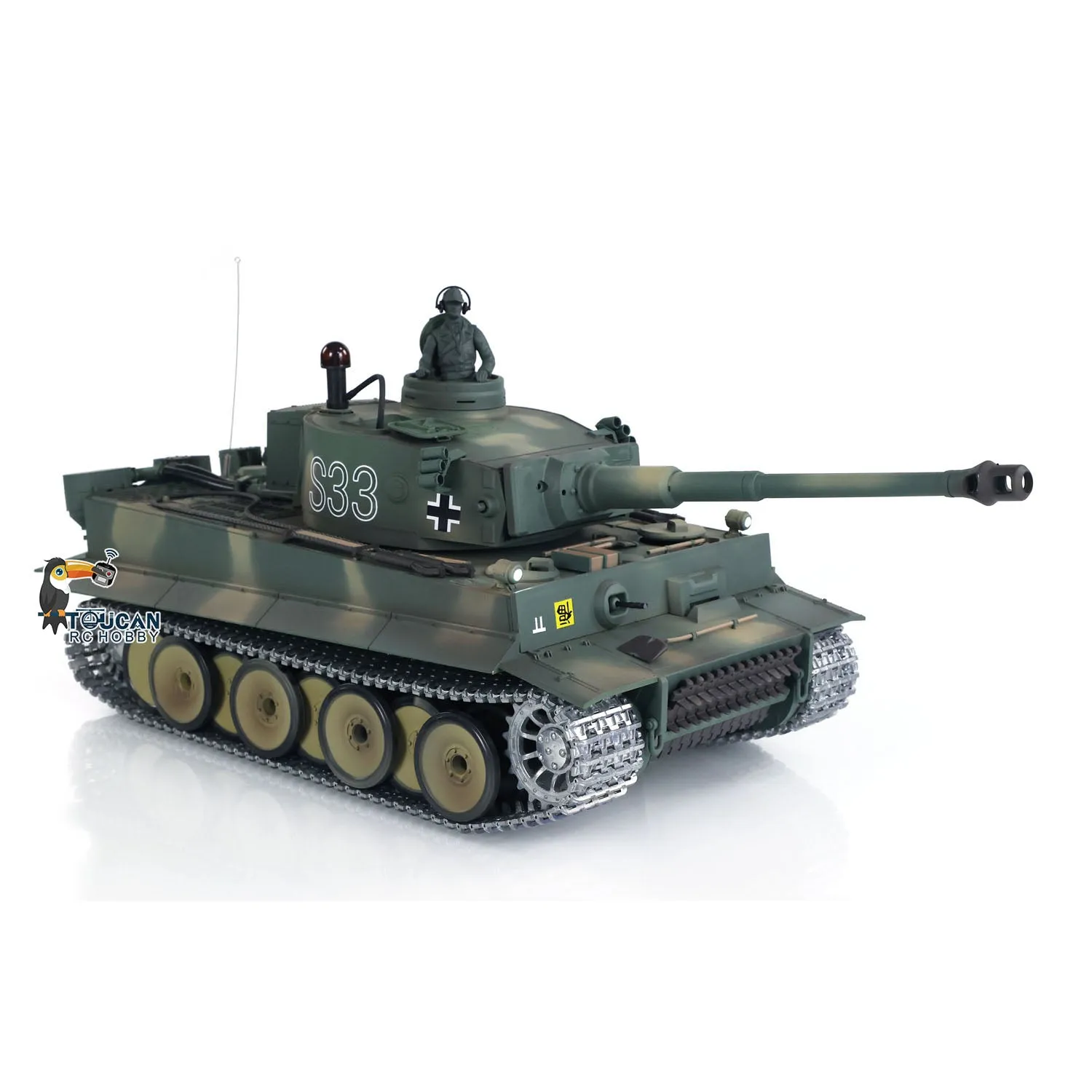 1:16 Henglong 7.0 German Tiger I RTR RC Tank 3818 S33 Metal Tracks Wheel Gearbox BB Shooting Infrared Battle Smoking 340 Rotating Turret