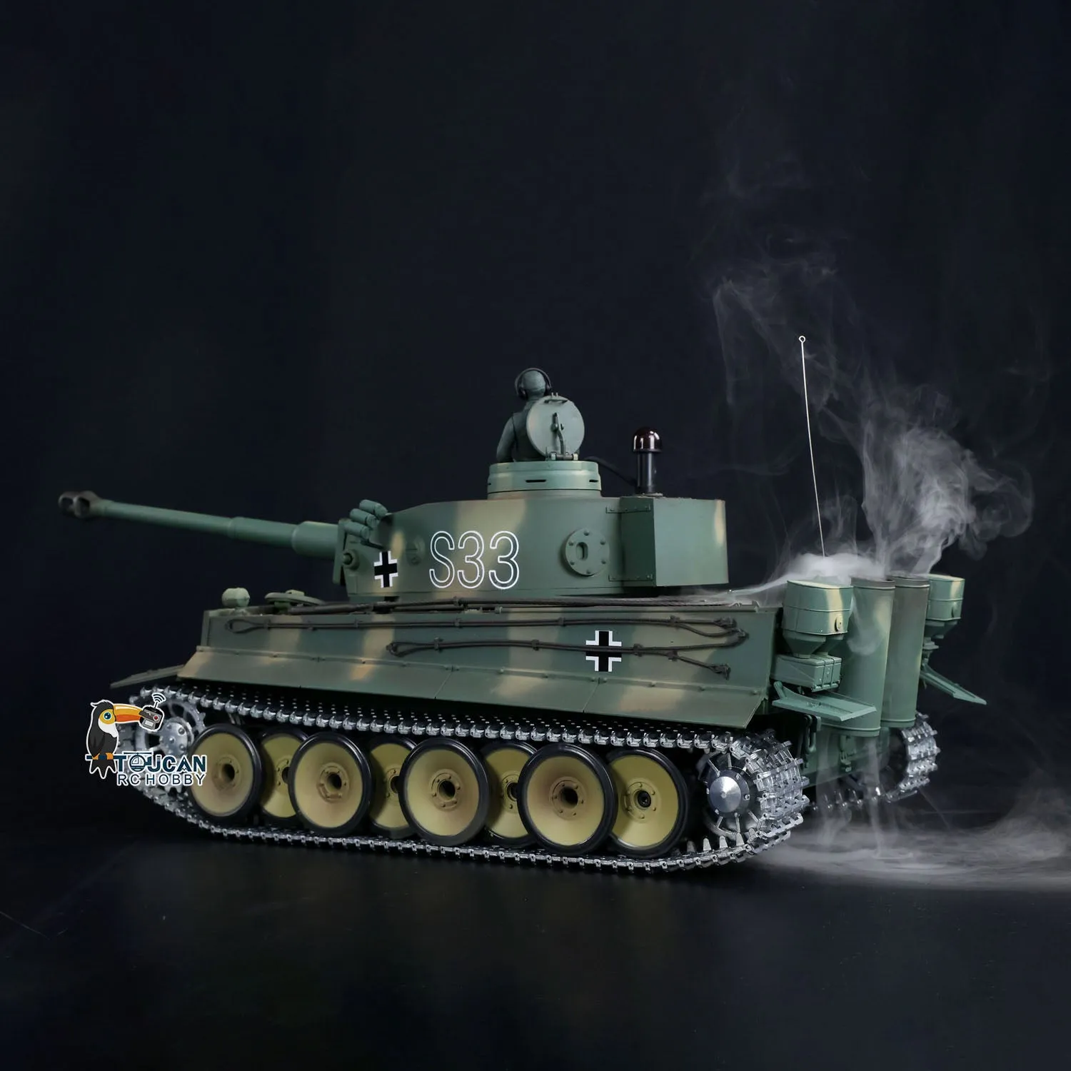 1:16 Henglong 7.0 German Tiger I RTR RC Tank 3818 S33 Metal Tracks Wheel Gearbox BB Shooting Infrared Battle Smoking 340 Rotating Turret