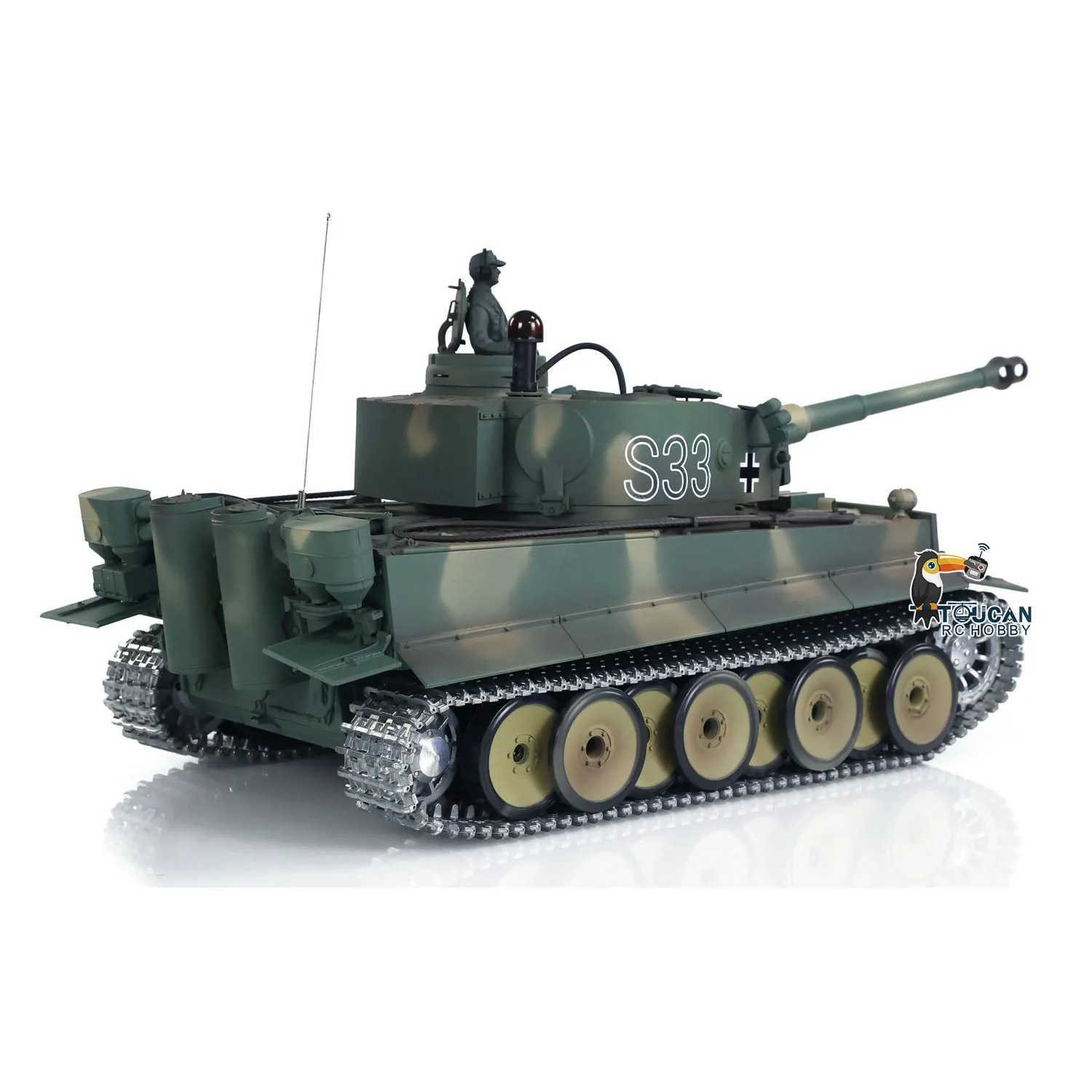 1:16 Henglong 7.0 German Tiger I RTR RC Tank 3818 S33 Metal Tracks Wheel Gearbox BB Shooting Infrared Battle Smoking 340 Rotating Turret
