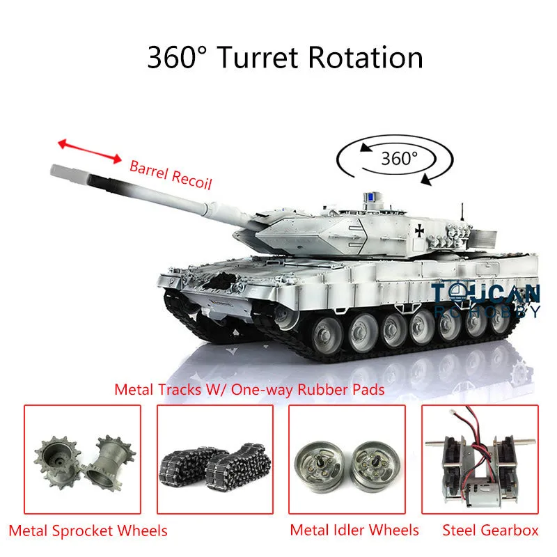 1/16 Radio Control German Leopard2A6 RC Battle Tank 3889 360Degrees Rotate Turret Barrel Recoil Airsoft Metal Gearbox Simulation Sound