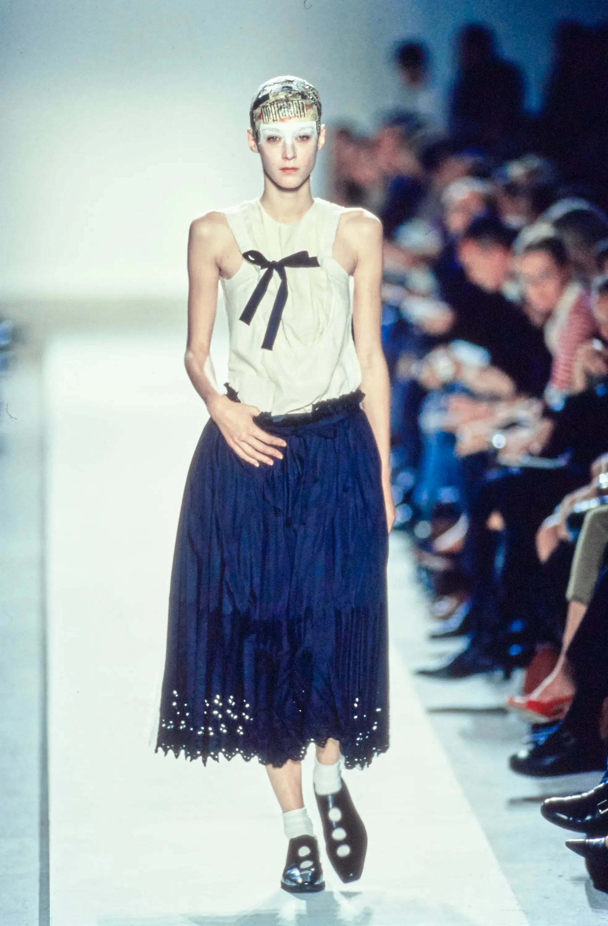 2002 Comme des Garcons Eyelet Pleated Apron Skirt