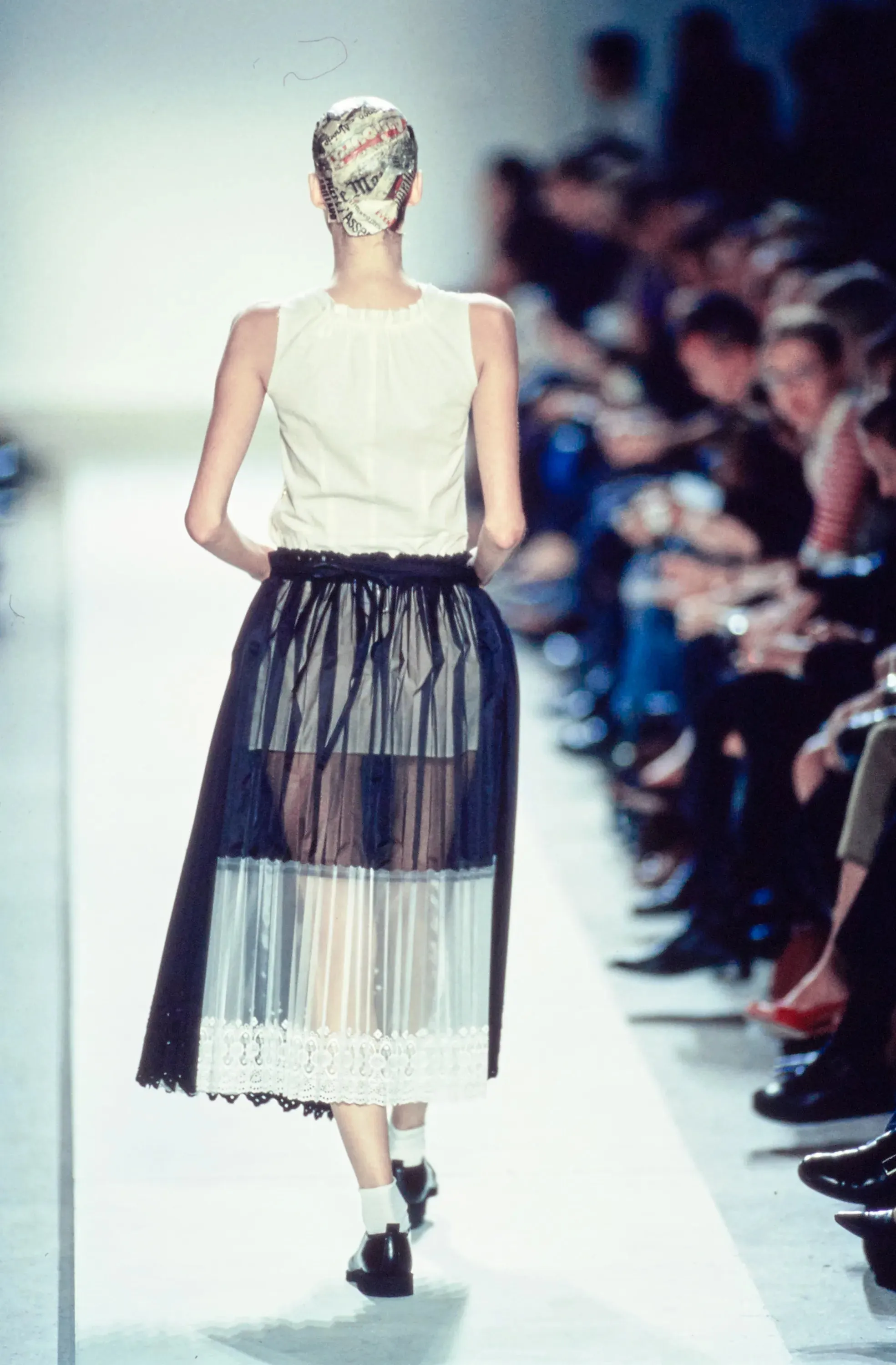 2002 Comme des Garcons Eyelet Pleated Apron Skirt