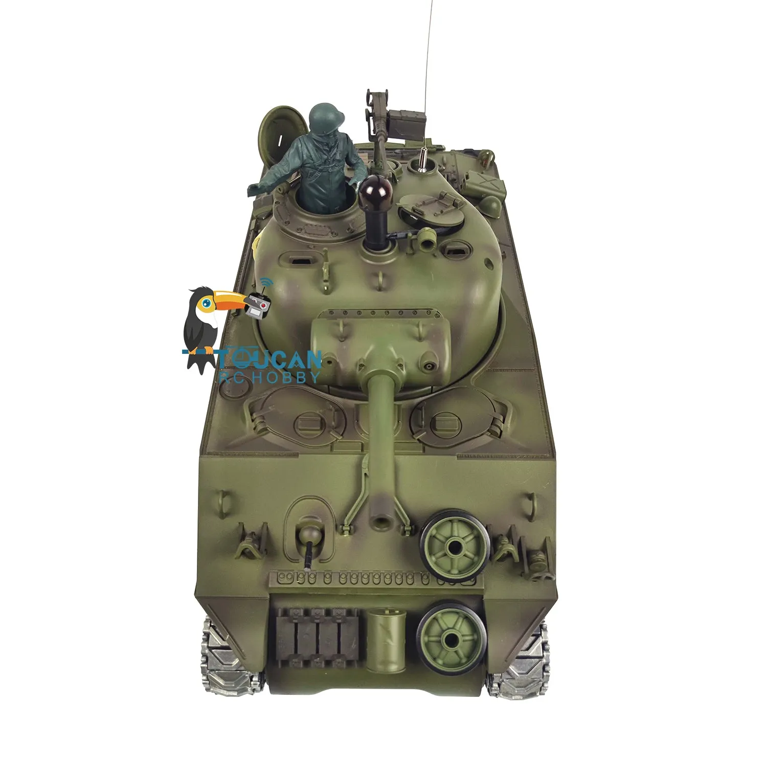 2.4G Henglong 1/16 Scale 7.0 Upgraded M4A3 Sherman RTR Radio Control Tank 3898 Metal Tracks Engine Sound BB Shooting Gearbox