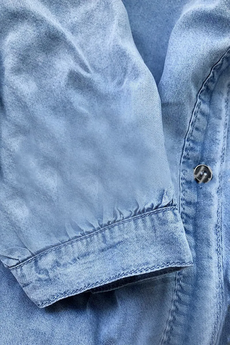 BC955 Oversized Lantern Sleeve Denim Dress