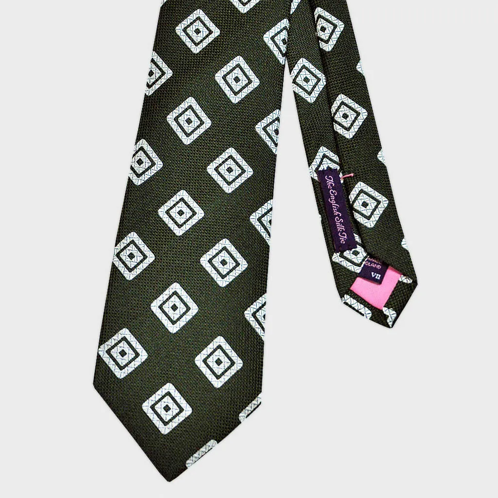 Bottle Green Diamond Geo Natte Silk Tie