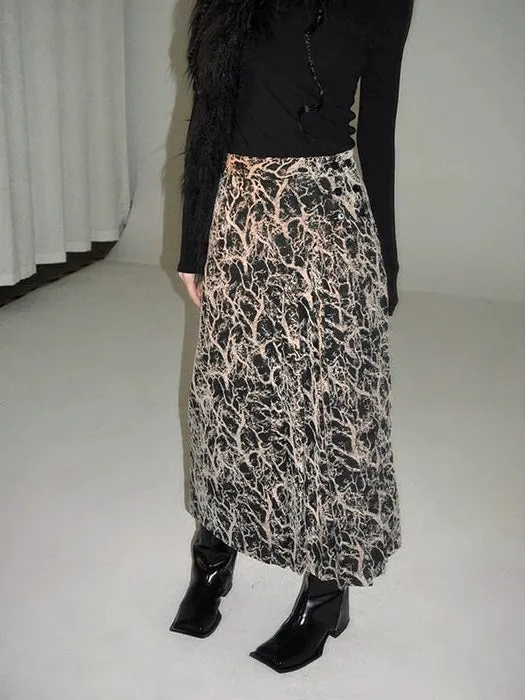 Chinese Style Pleated Adjustable Waist Skirt