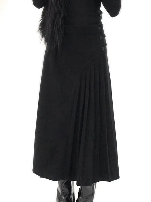 Chinese Style Pleated Adjustable Waist Skirt