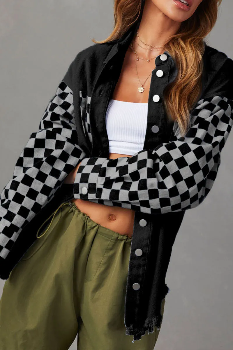 CK0369 Checker Denim Jacket