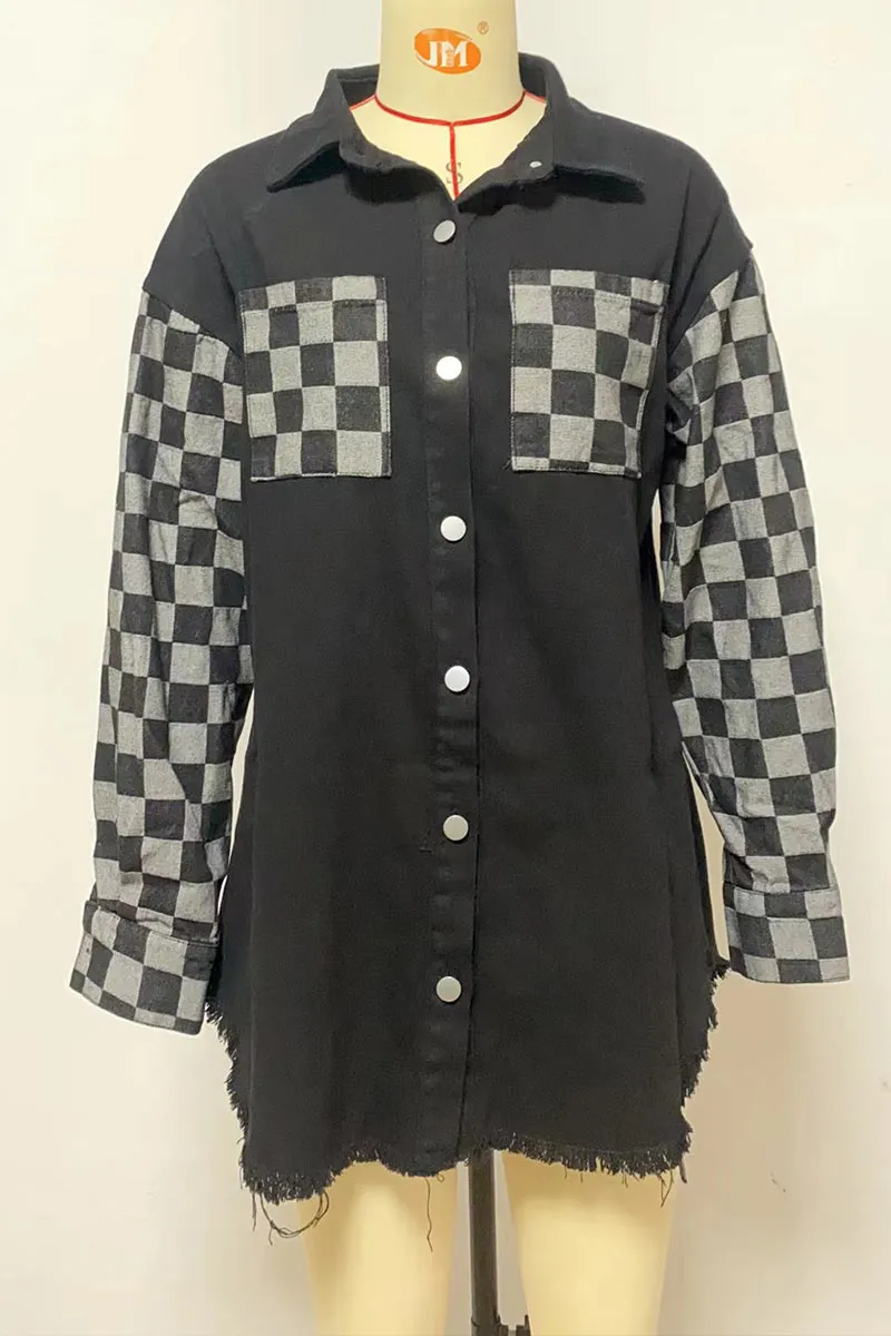 CK0369 Checker Denim Jacket