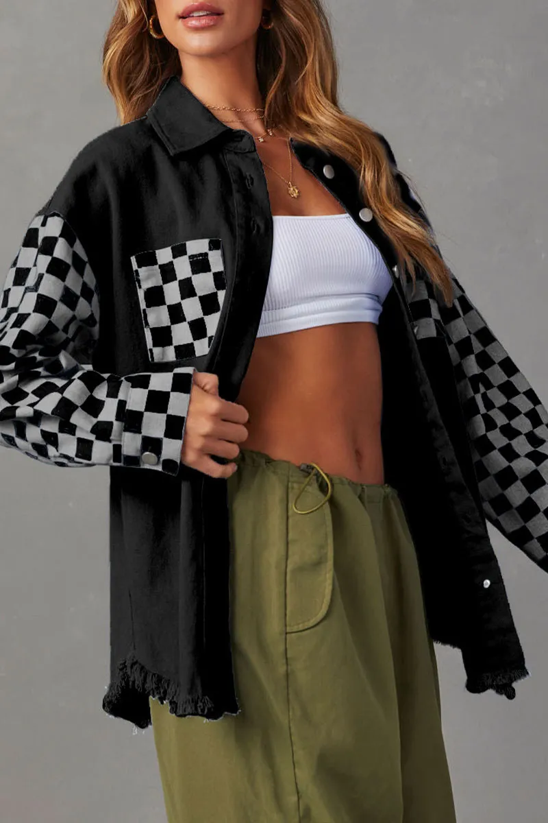 CK0369 Checker Denim Jacket