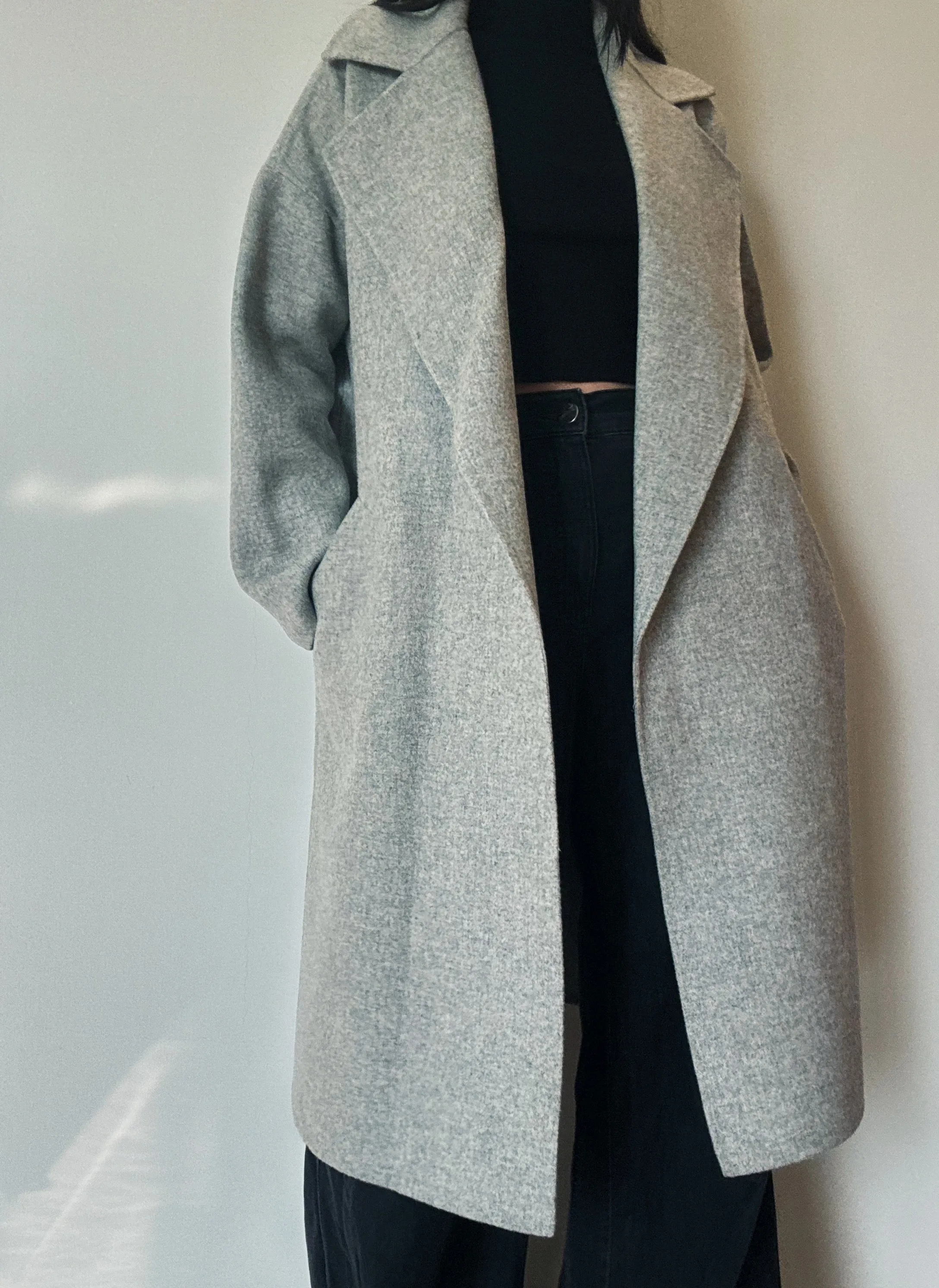 Classic Gray Long Coat (90% Wool)