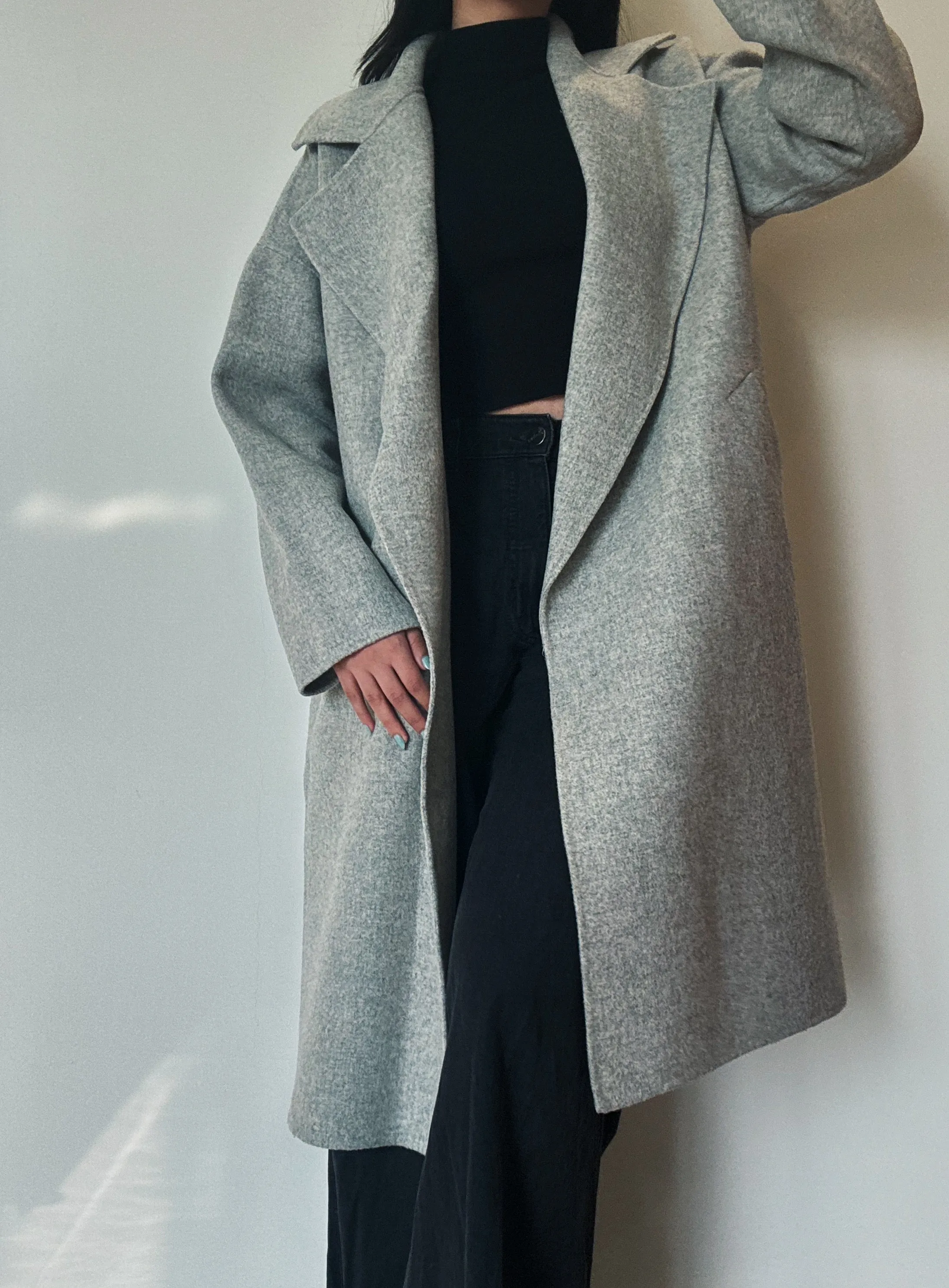 Classic Gray Long Coat (90% Wool)
