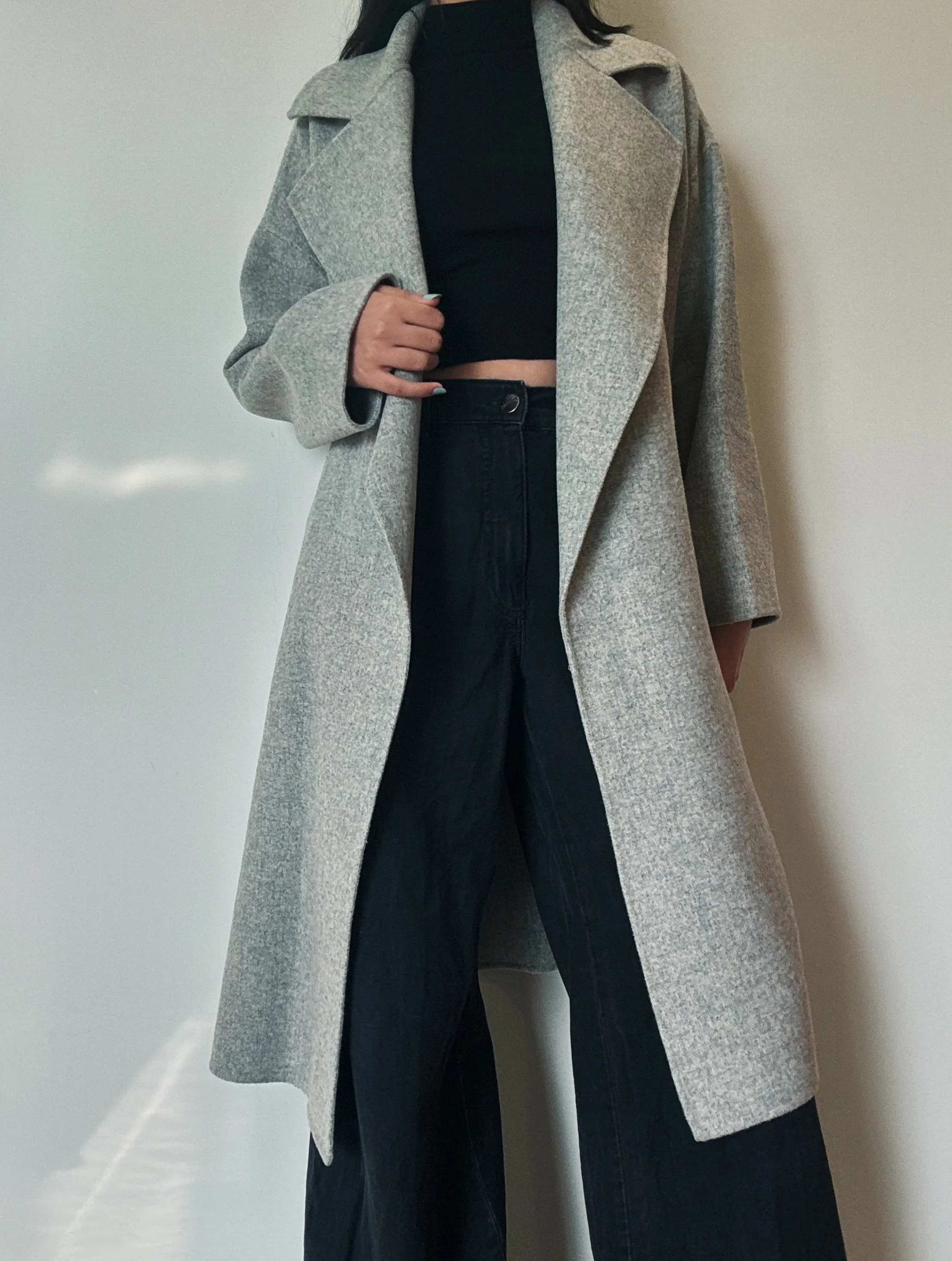 Classic Gray Long Coat (90% Wool)