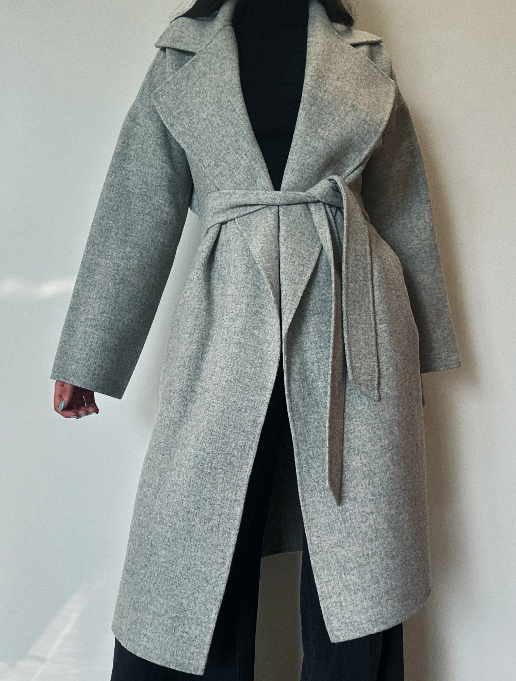 Classic Gray Long Coat (90% Wool)