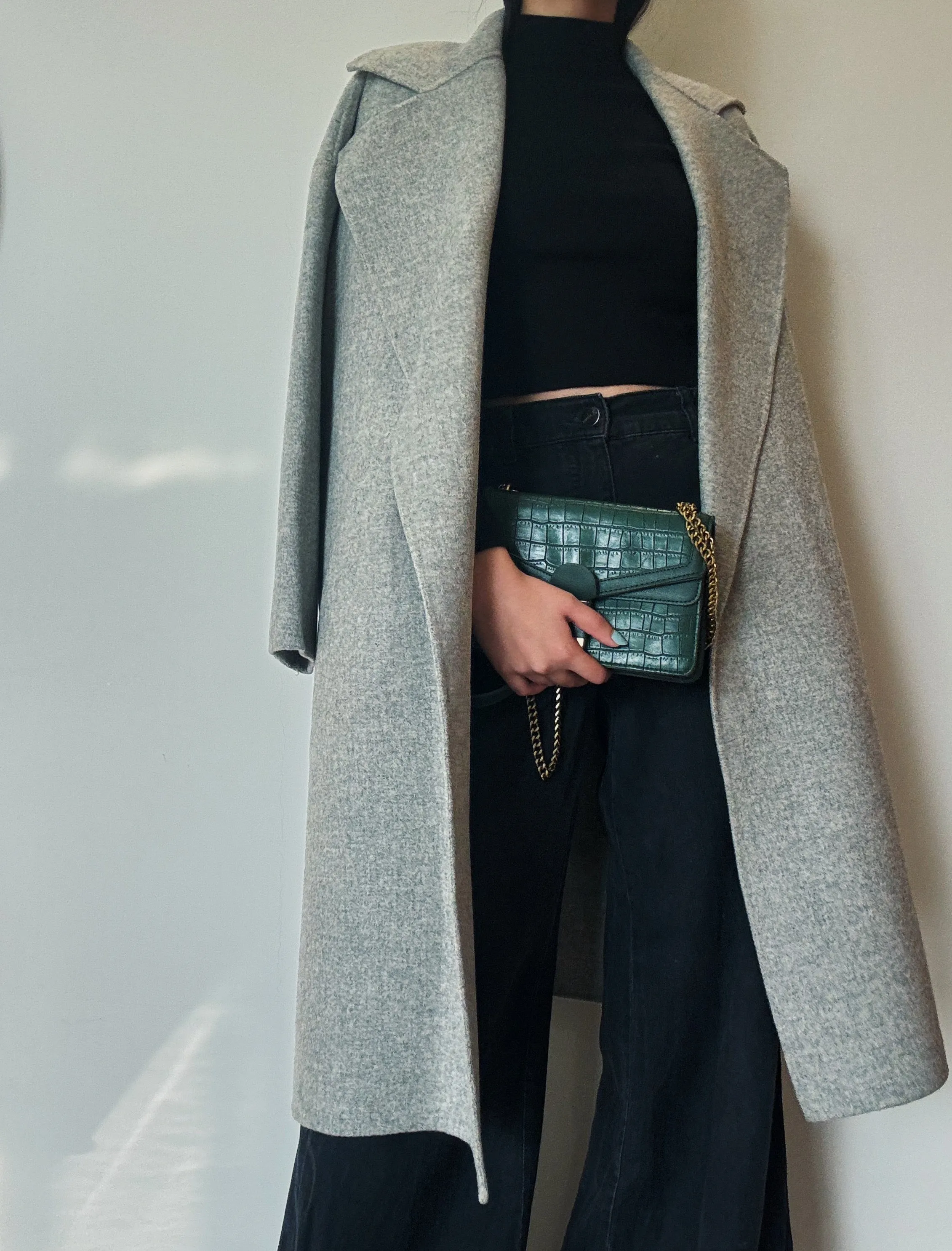 Classic Gray Long Coat (90% Wool)