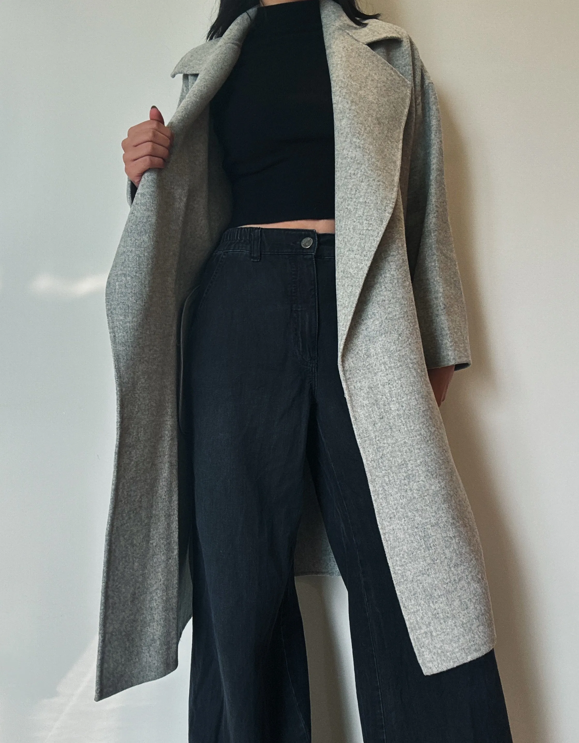 Classic Gray Long Coat (90% Wool)