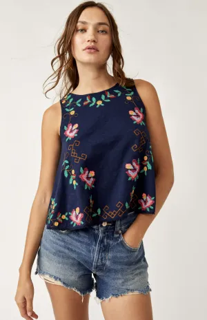 Cobalt Embroidered Tank