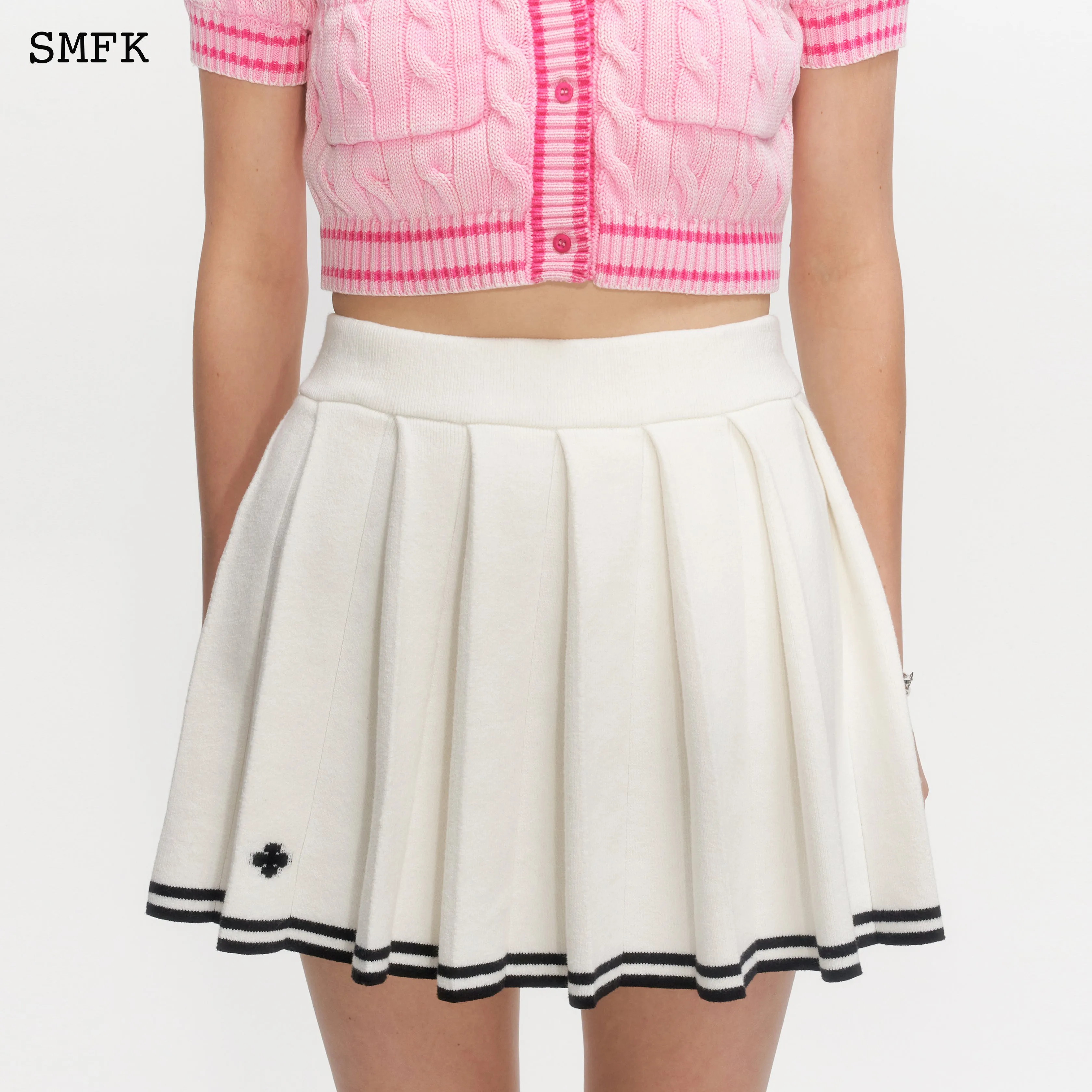 Compass Academy White Cashmere Pleated Skirt