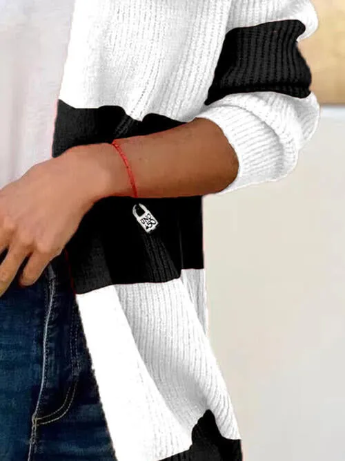 Contrast Open Front Cardigan