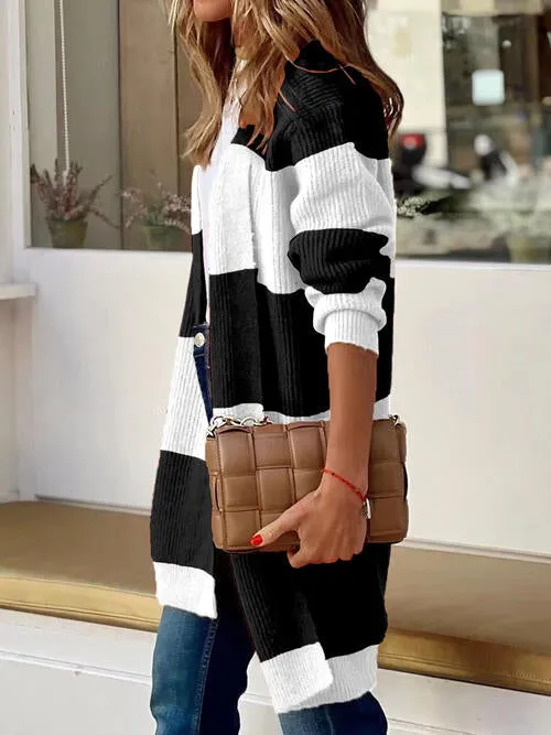 Contrast Open Front Cardigan