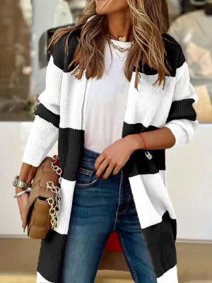 Contrast Open Front Cardigan