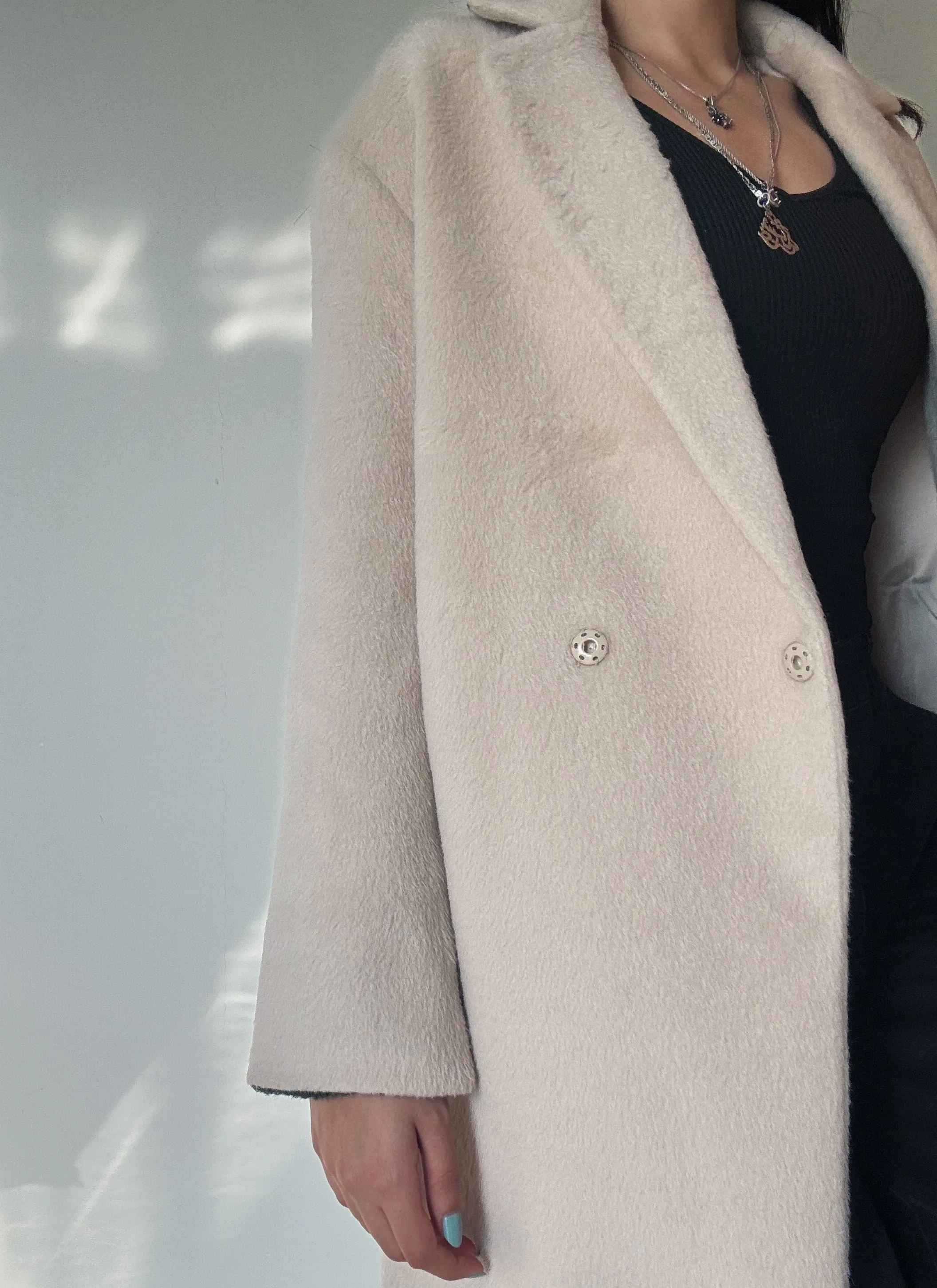 Cream Fur Coat (10% Wool)