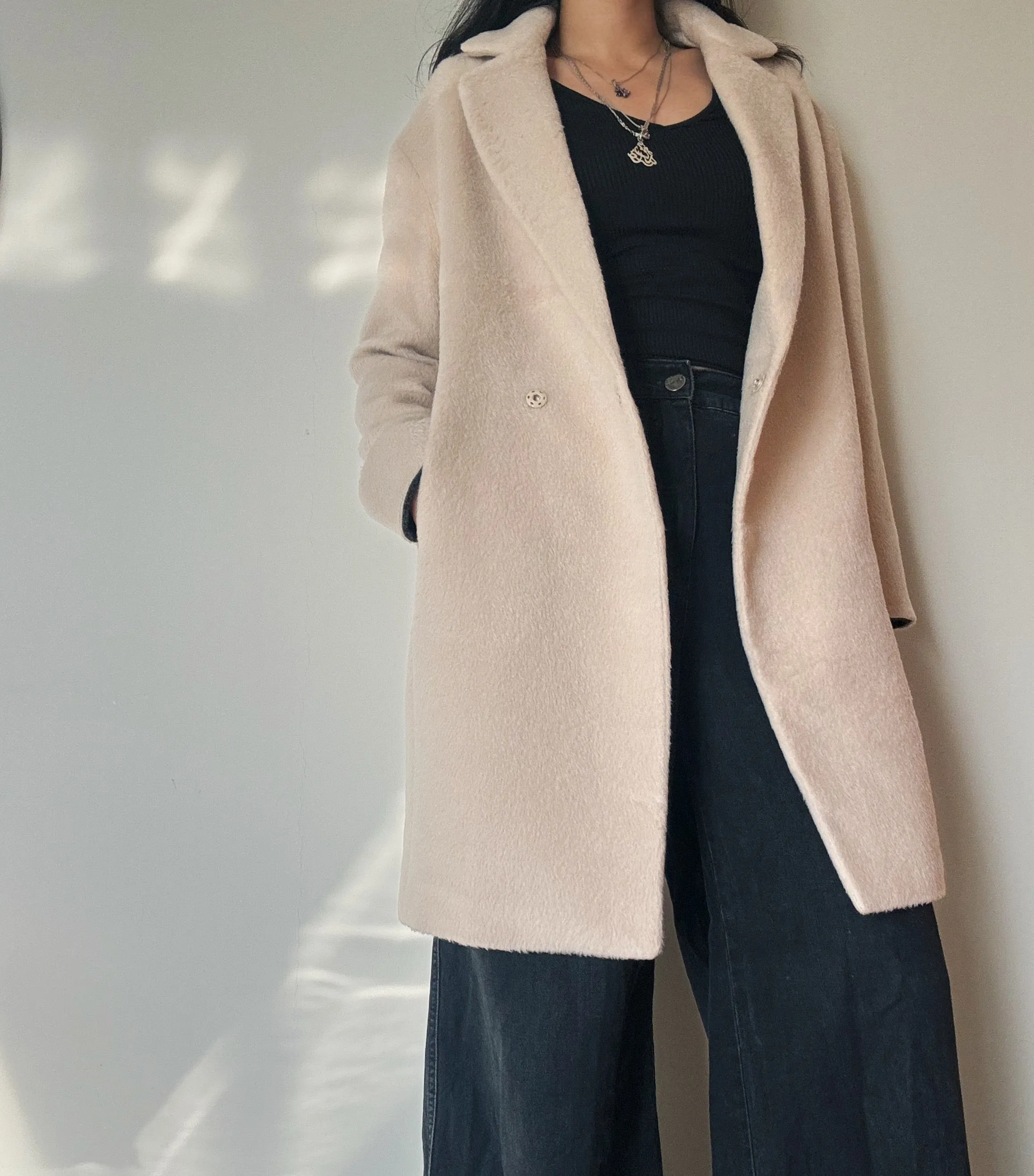Cream Fur Coat (10% Wool)