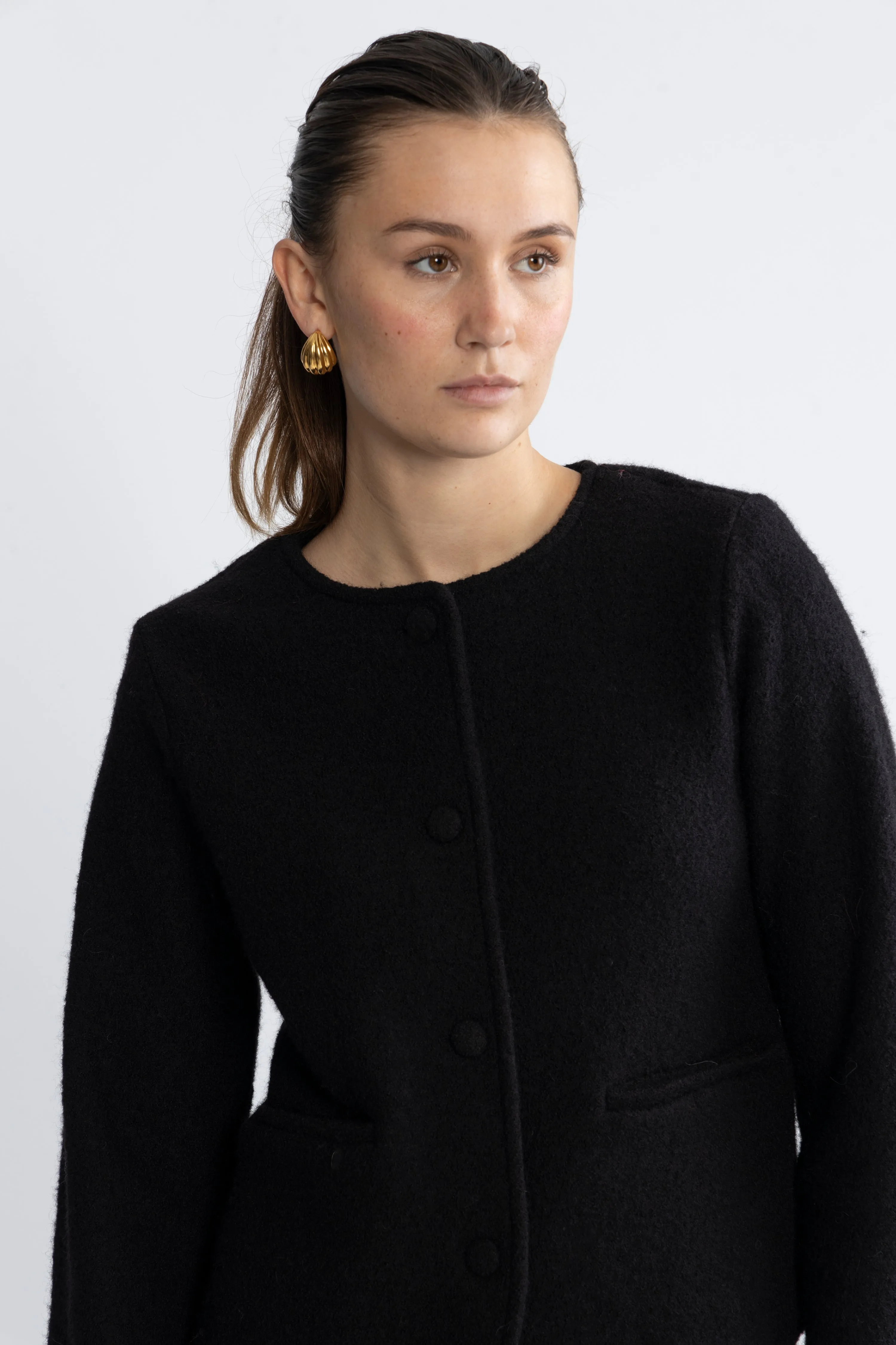 Darla Ls Knit Short Cardigan - Black