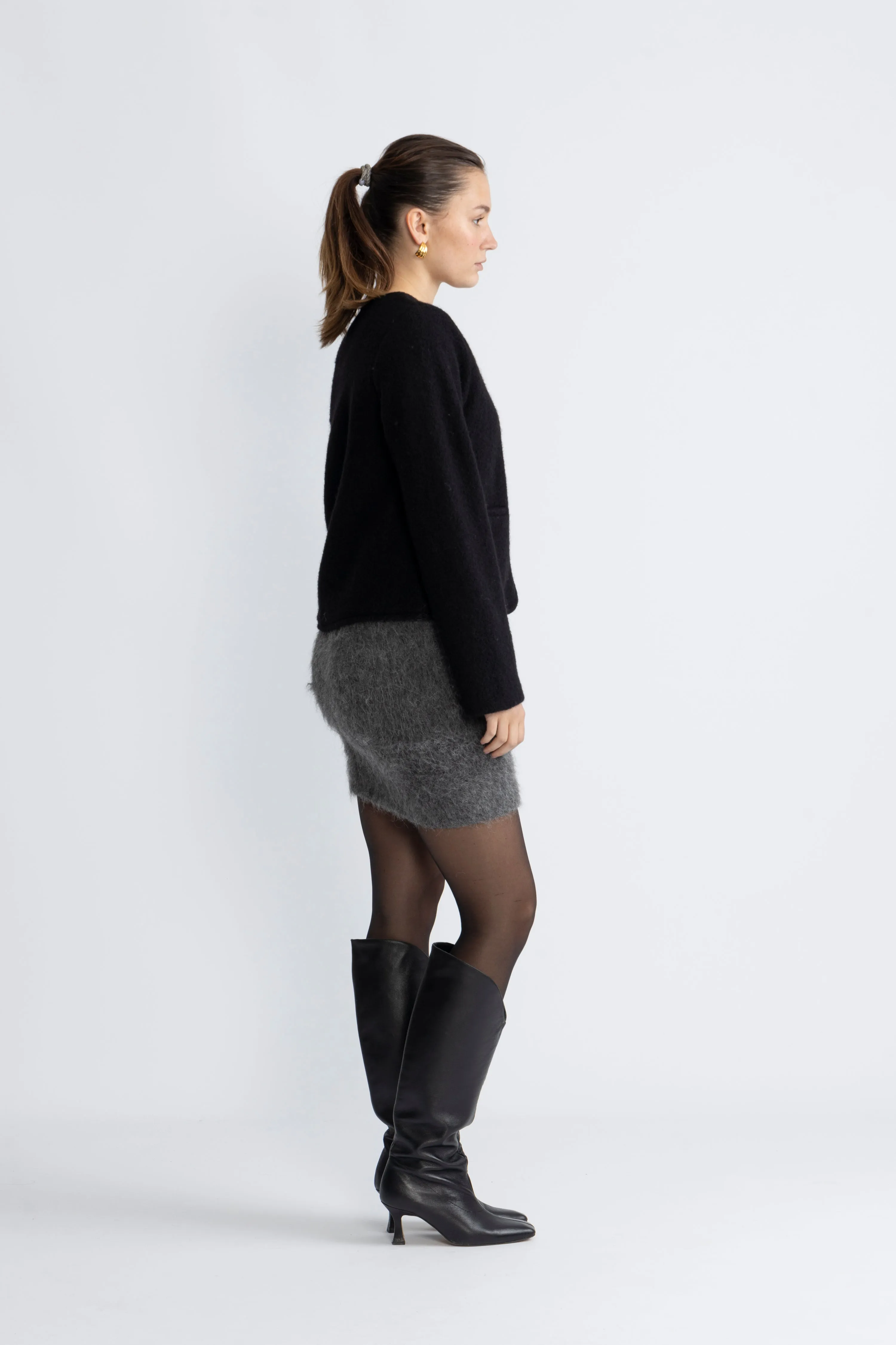 Darla Ls Knit Short Cardigan - Black