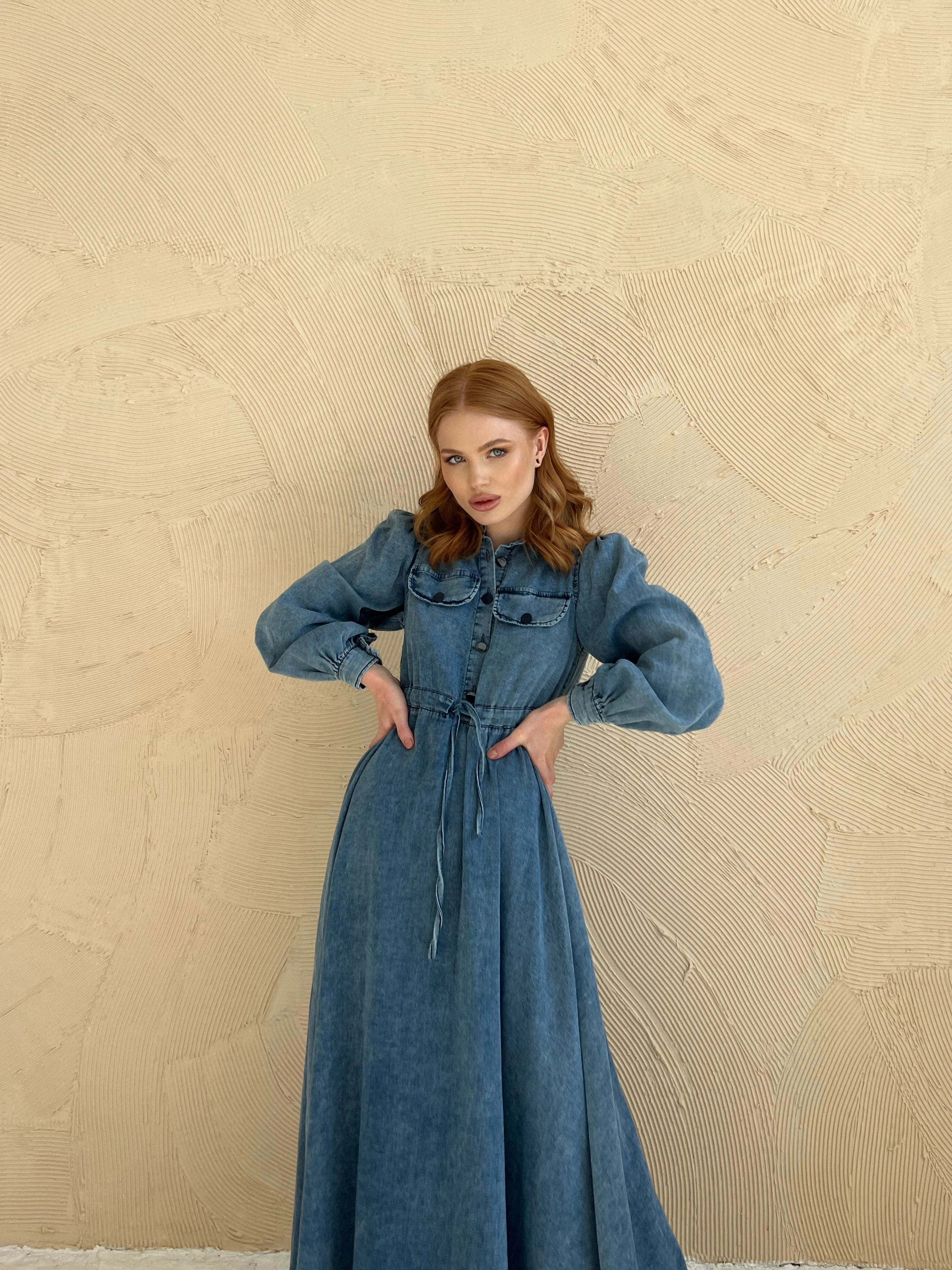 Denim buttoned dress