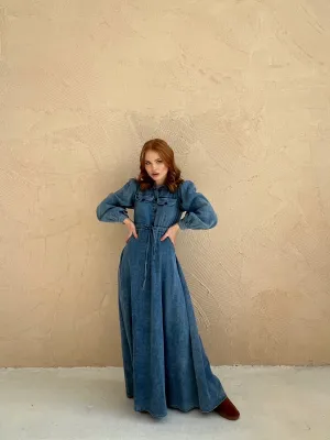 Denim buttoned dress