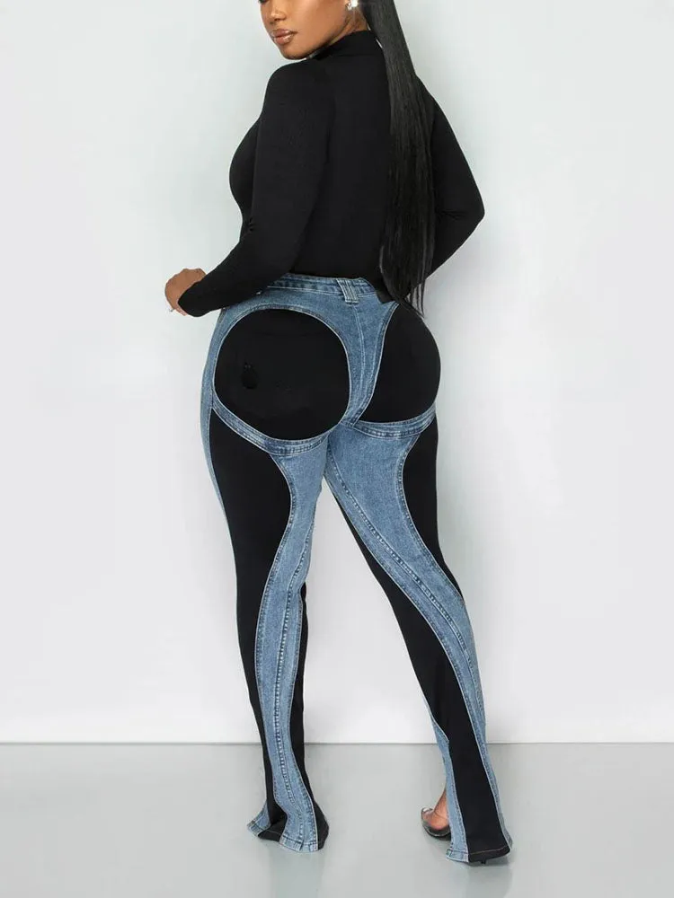 Denim Mesh Jeans