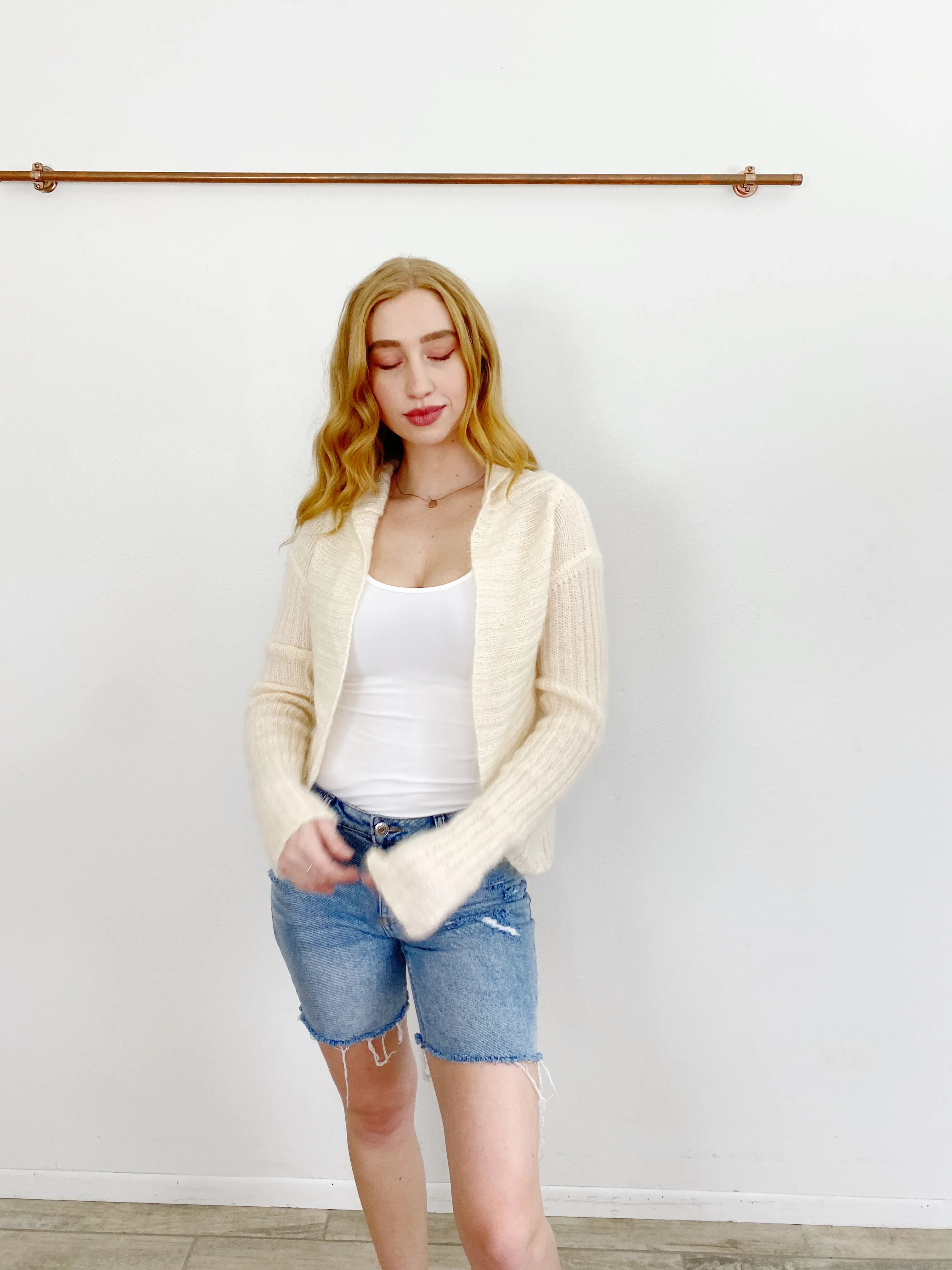 Free People Mohair Knit Cardigan Sweater Medium
