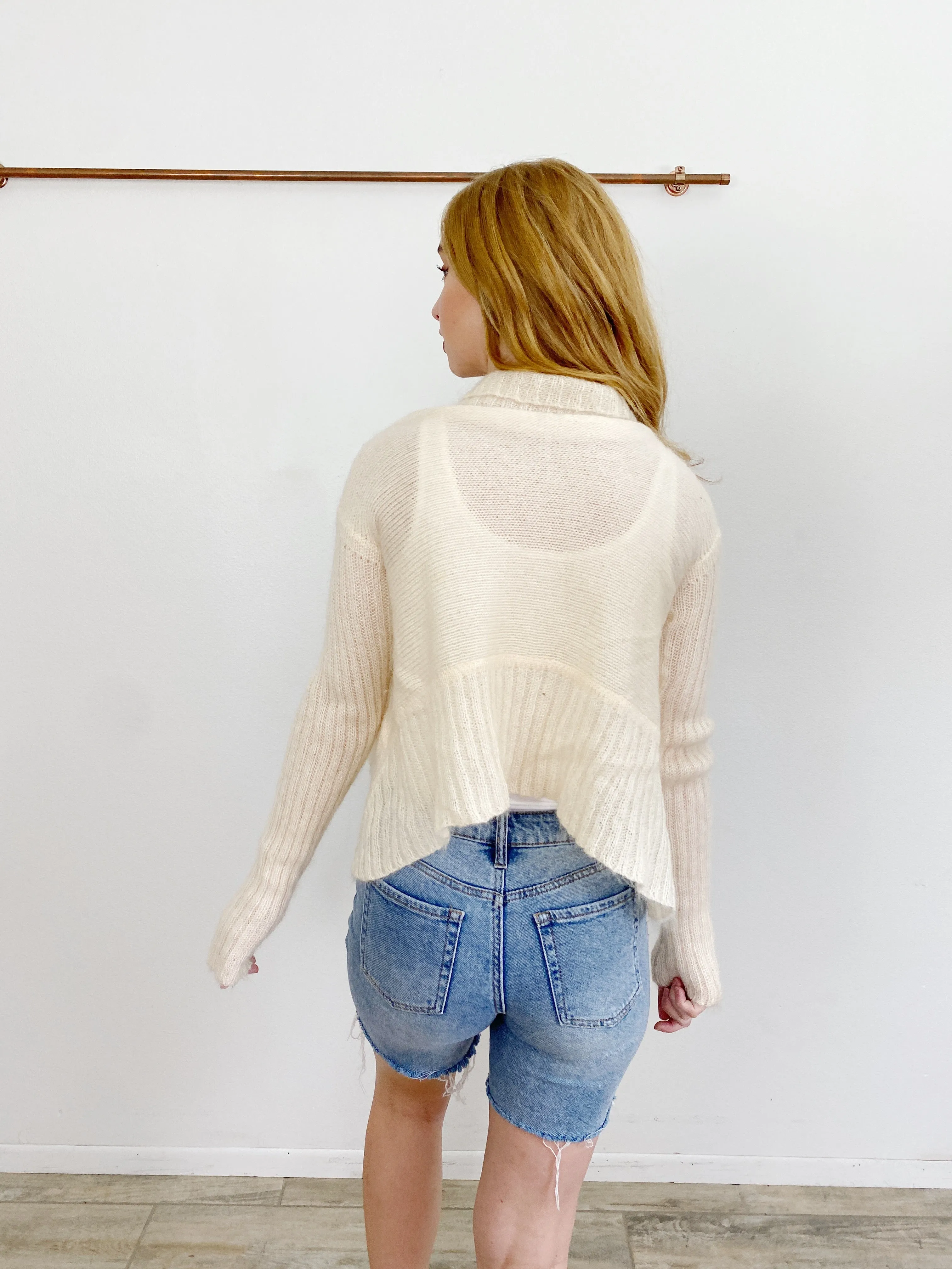 Free People Mohair Knit Cardigan Sweater Medium