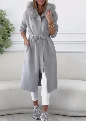 Gray Fur Hooded Coat