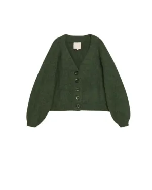 Hairy Knit Cardigan - Green