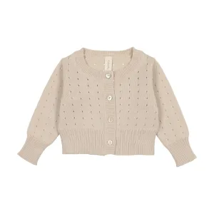 Lilette Dotted Open Knit Cardigan - Taupe