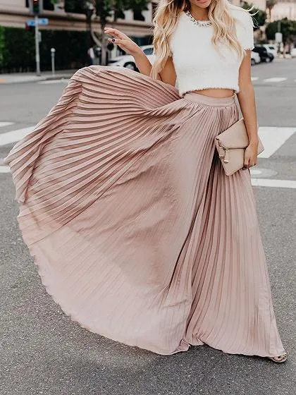 Marie – Women's High Waist Pleated Long Skirt