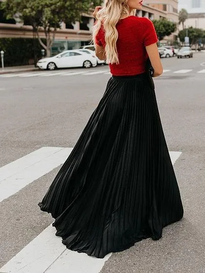 Marie – Women's High Waist Pleated Long Skirt