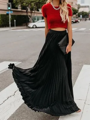 Marie – Women's High Waist Pleated Long Skirt