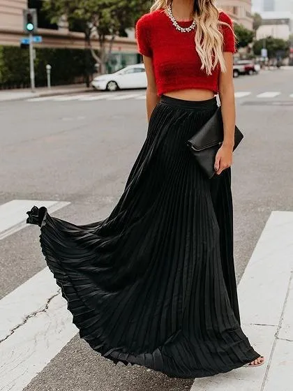 Marie – Women's High Waist Pleated Long Skirt