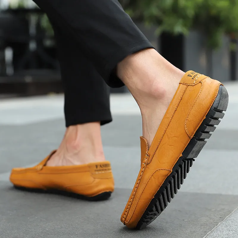 Men's Spring/Autumn Genuine Leather Casual Slip-On Loafers/Moccasins | Plus Size