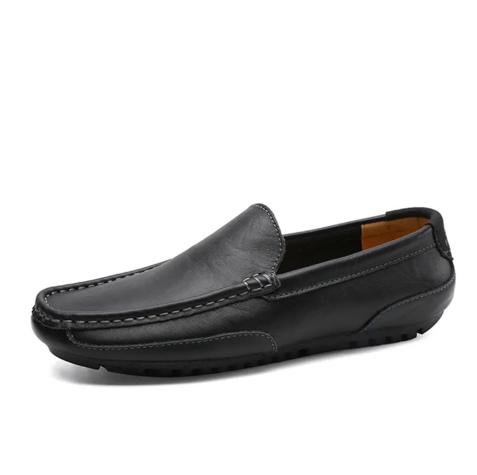 Men's Spring/Autumn Genuine Leather Casual Slip-On Loafers/Moccasins | Plus Size