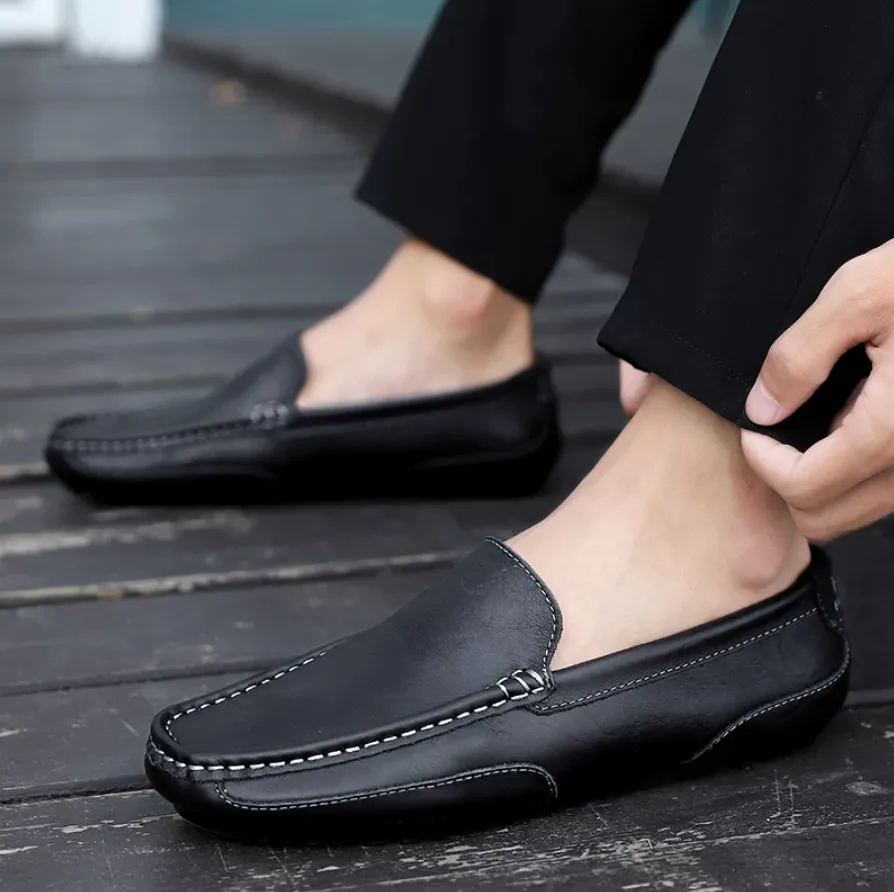 Men's Spring/Autumn Genuine Leather Casual Slip-On Loafers/Moccasins | Plus Size