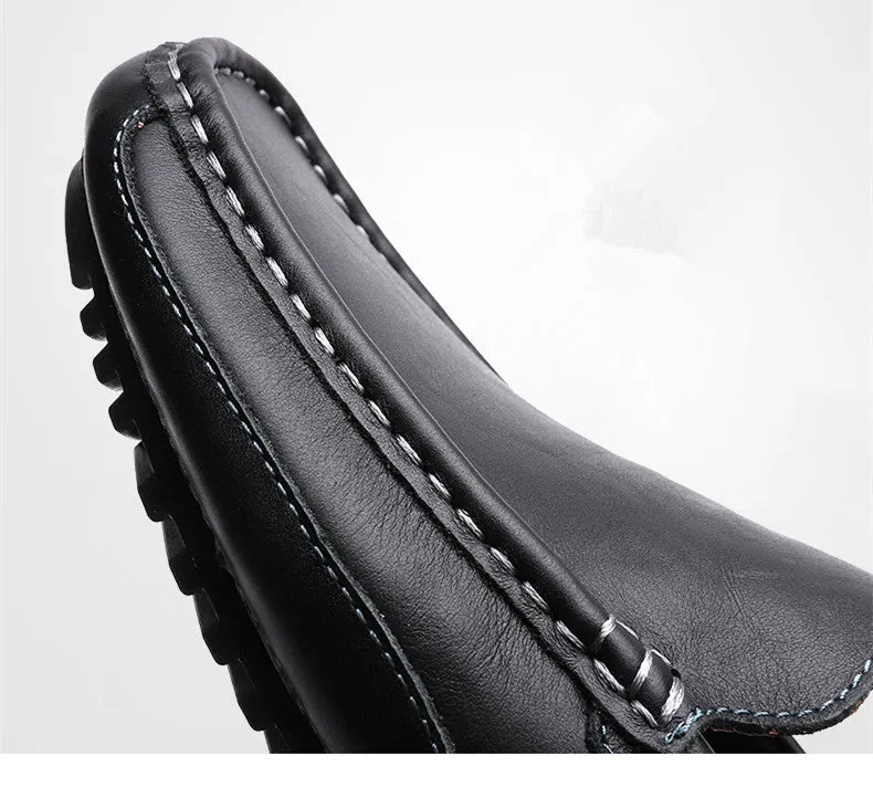 Men's Spring/Autumn Genuine Leather Casual Slip-On Loafers/Moccasins | Plus Size