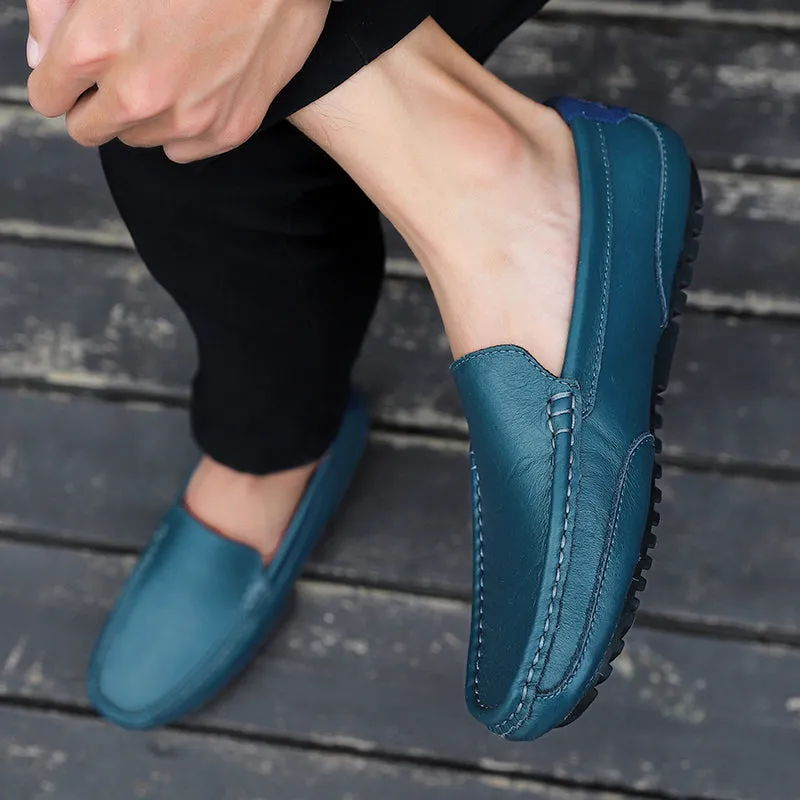 Men's Spring/Autumn Genuine Leather Casual Slip-On Loafers/Moccasins | Plus Size