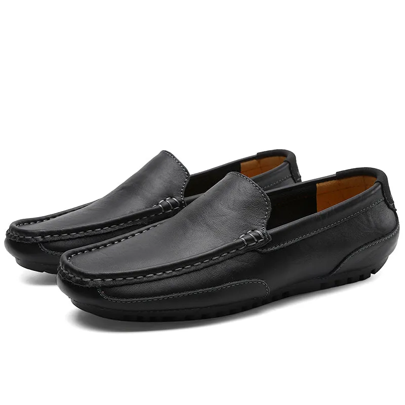 Men's Spring/Autumn Genuine Leather Casual Slip-On Loafers/Moccasins | Plus Size