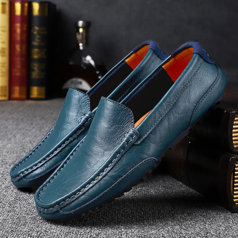 Men's Spring/Autumn Genuine Leather Casual Slip-On Loafers/Moccasins | Plus Size