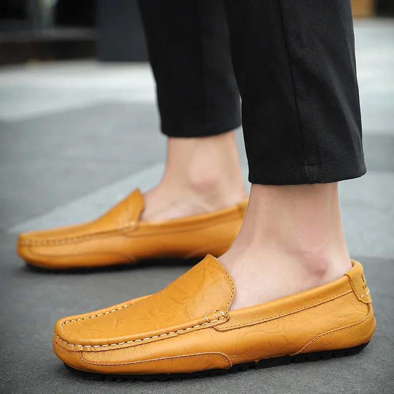 Men's Spring/Autumn Genuine Leather Casual Slip-On Loafers/Moccasins | Plus Size